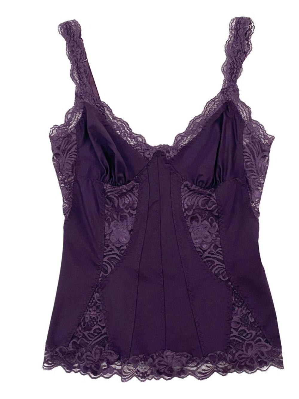 Fredericks of Hollywood purple lace stretchy corset cami